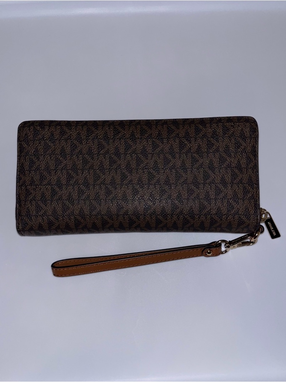 Michael Kors Brown Monogram Zip Wristlet with Gold Hardware - Picture 2 of 4
